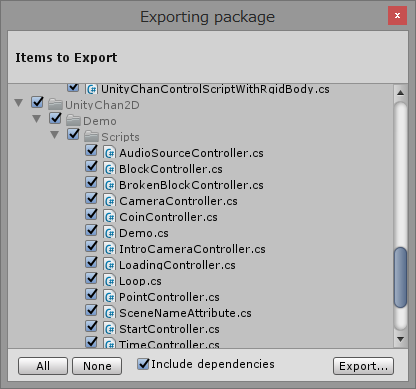 Unity Exporting package